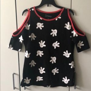 Disney, Cold Shoulder, 3/4 sleeve, Hi-Low Hem, Tee
